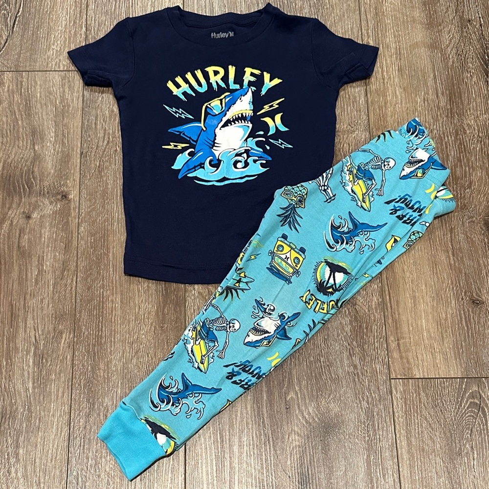 Hurley Navy Shark PJ Set Size: 3T